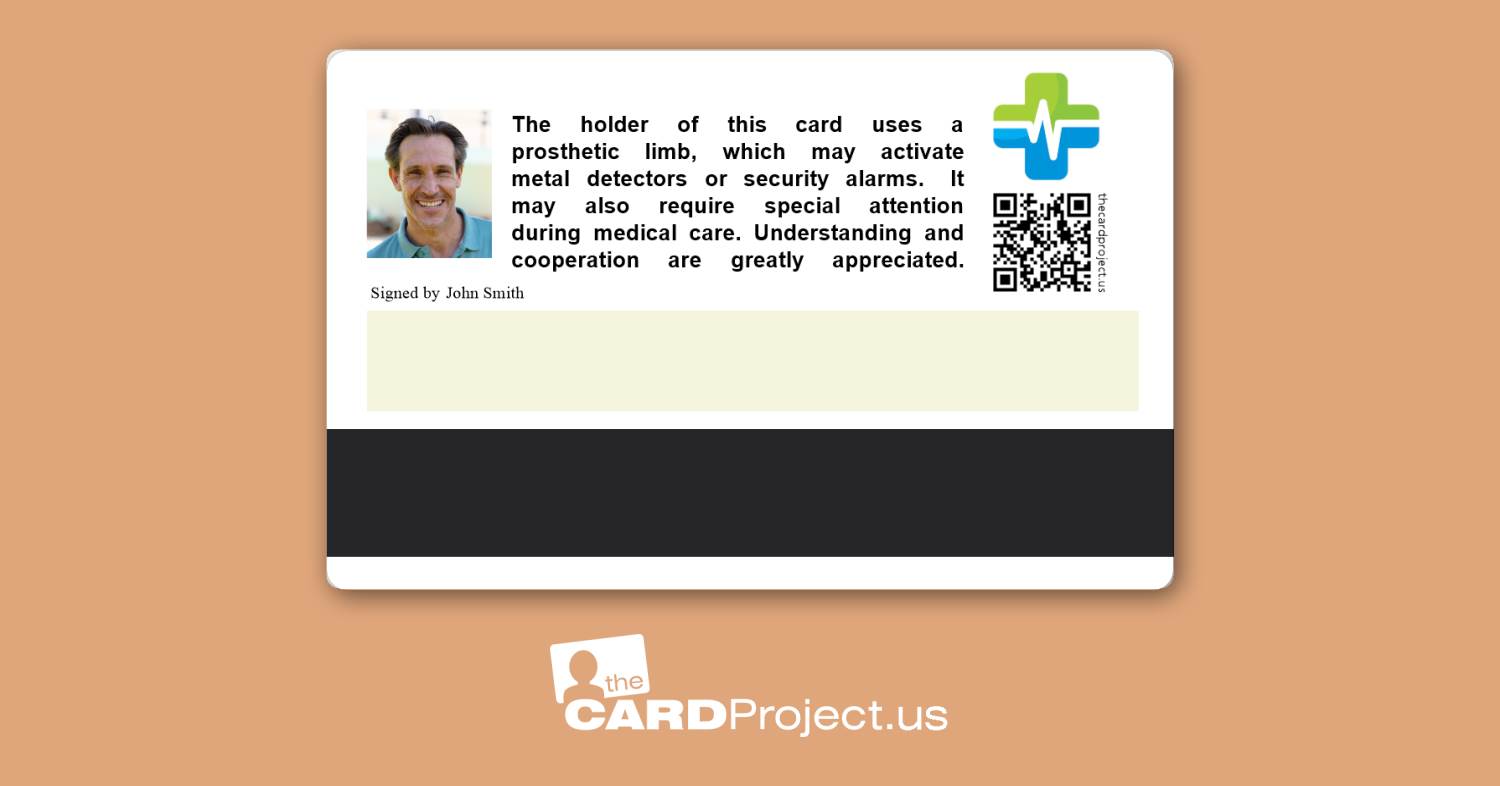 Prosthetic Limb Premium Card (REAR)